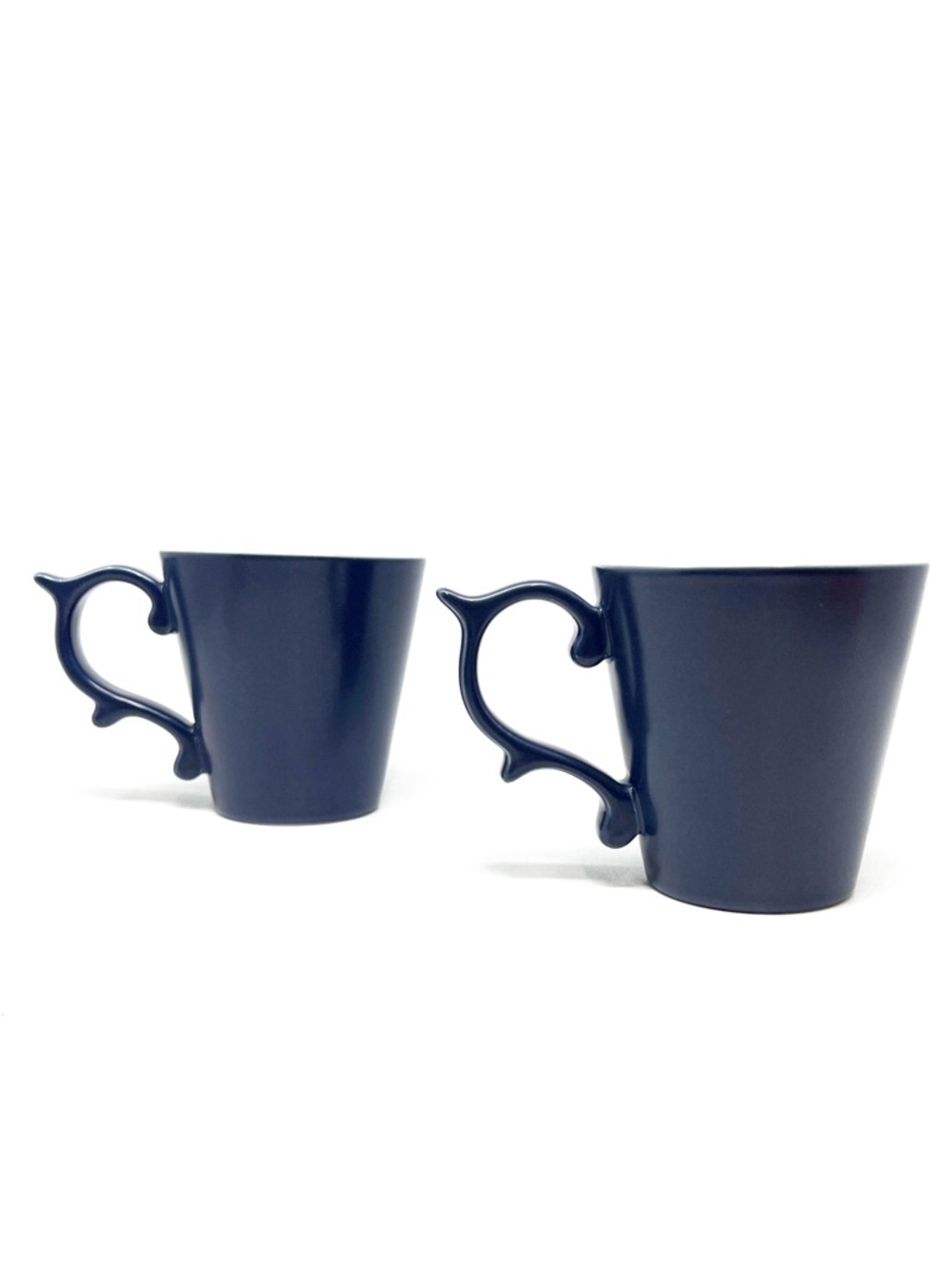 Tazo Navy Blue Ceramic Mugs 2013 Set of Two 14 oz Ornate Handle Coffee Tea EUC - Picture 8 of 8